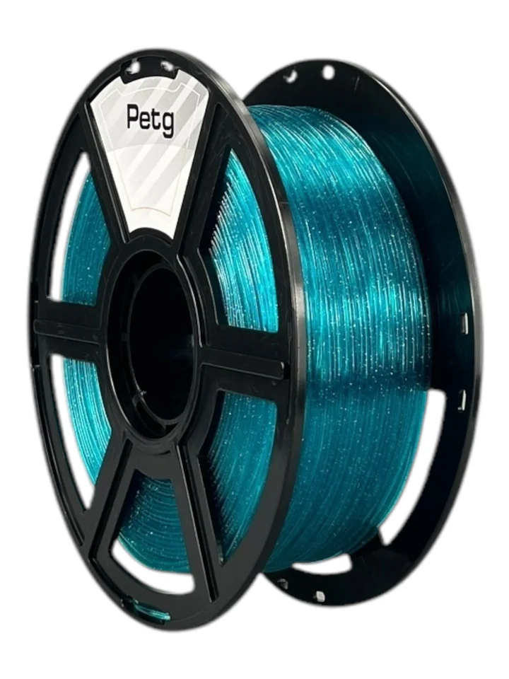Пластик PETG НИТ для 3D принтера, Голубой прозрачный с блеском, 1 кг