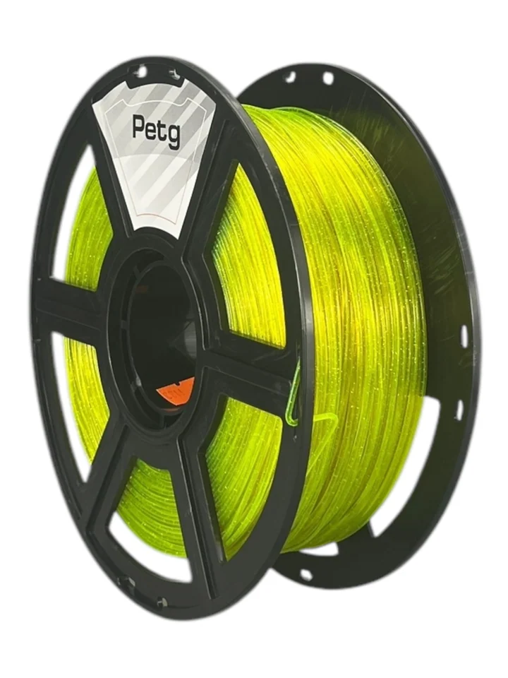 Пластик PETG НИТ для 3D принтера, Жёлтый прозрачный флуоресцентный с блеском, 1 кг