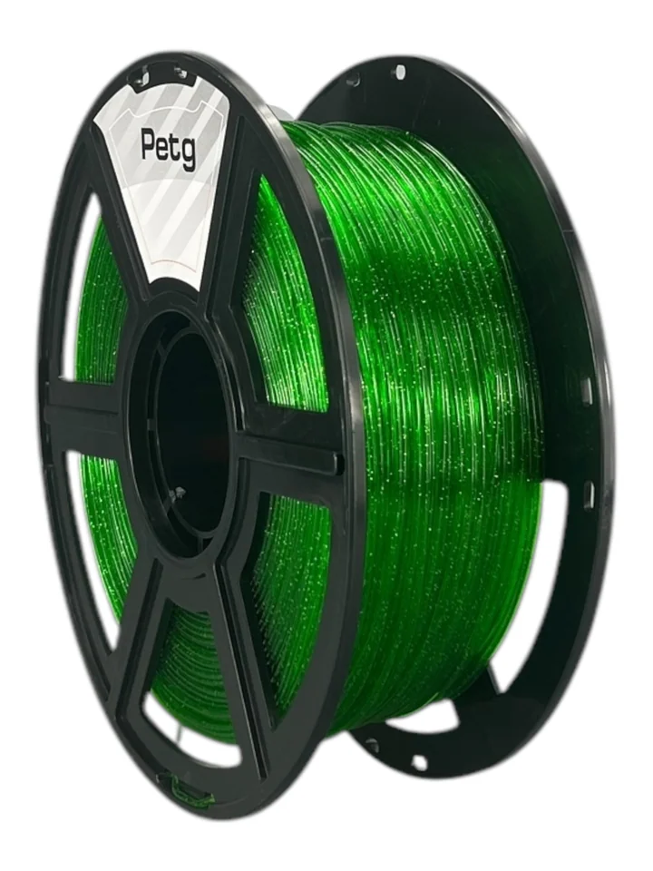 Пластик PETG НИТ для 3D принтера, Зелёный прозрачный с блеском, 1 кг