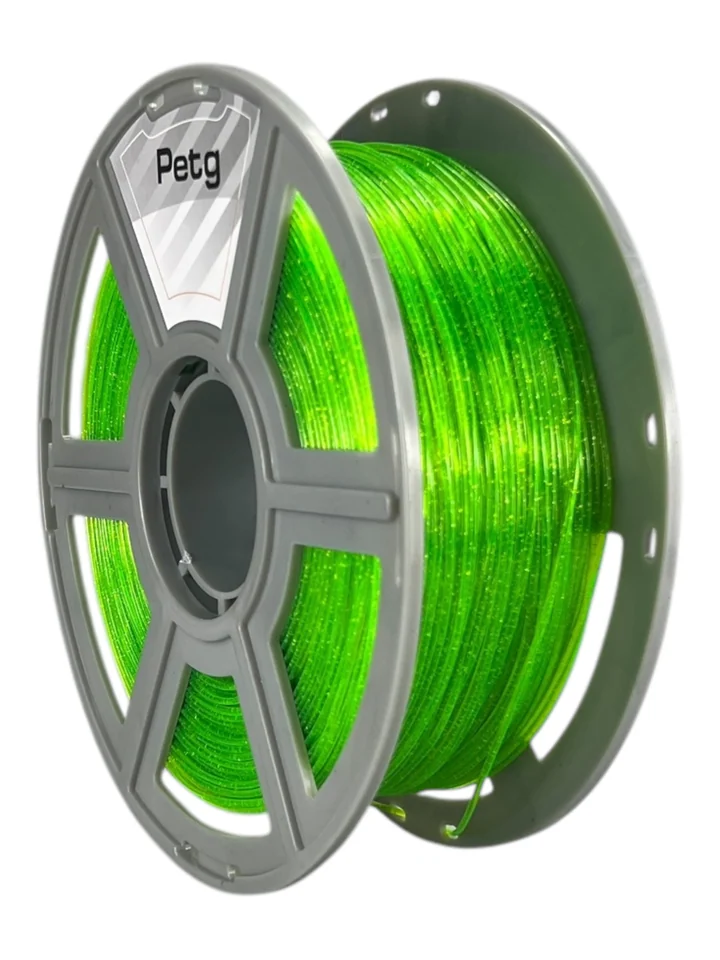 Пластик PETG НИТ для 3D принтера, Зелёный прозрачный флуоресцентный с блеском, 1 кг
