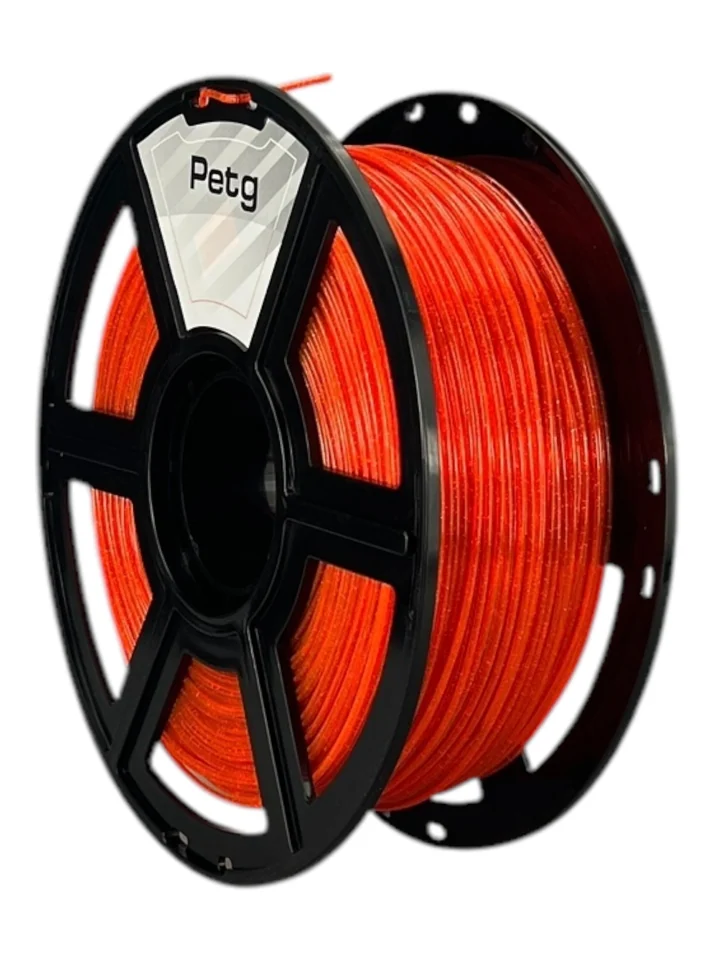 Пластик PETG НИТ для 3D принтера, Оранжевый прозрачный флуоресцентный с блеском, 1 кг