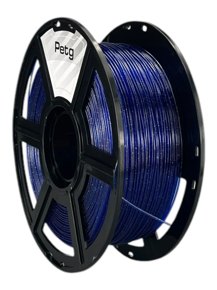 Пластик PETG НИТ для 3D принтера, Синий прозрачный с блеском, 1 кг